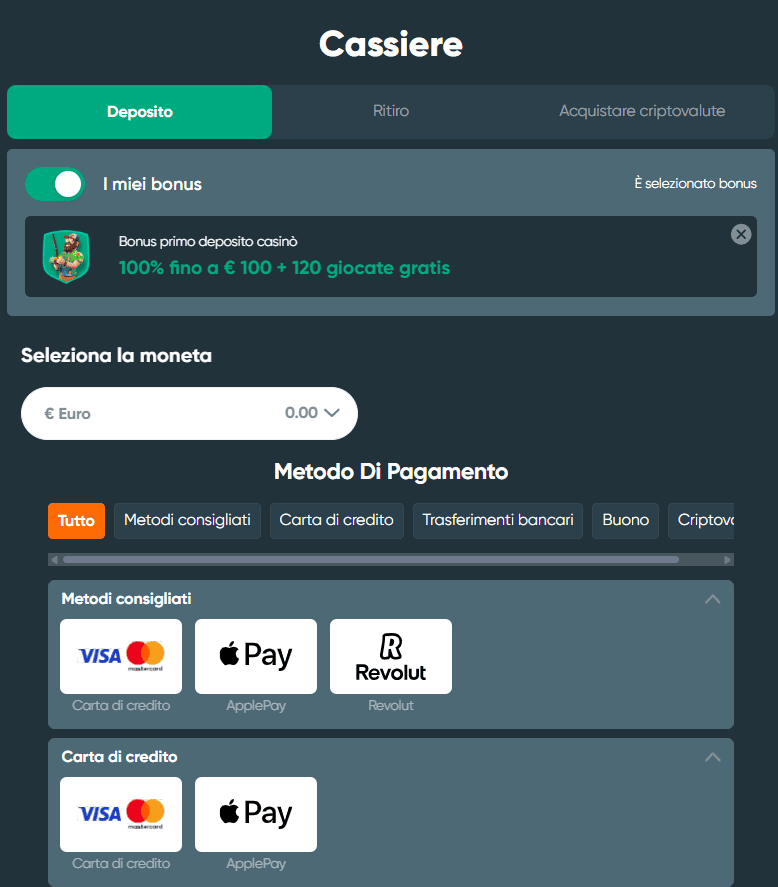 Come Effettuare un Deposito Ivibet
