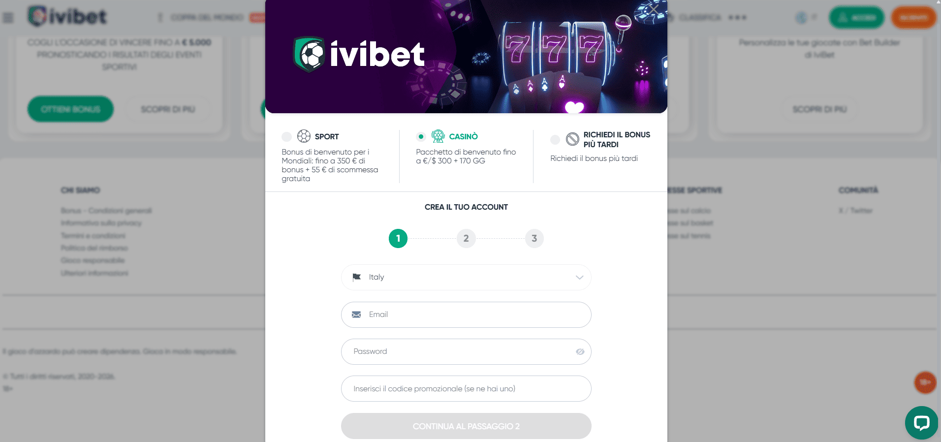 Come Registrarsi su Ivibet Italia