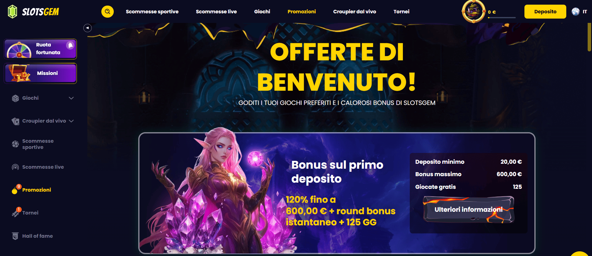 Come Richiedere un Bonus su SlotsGem Italia